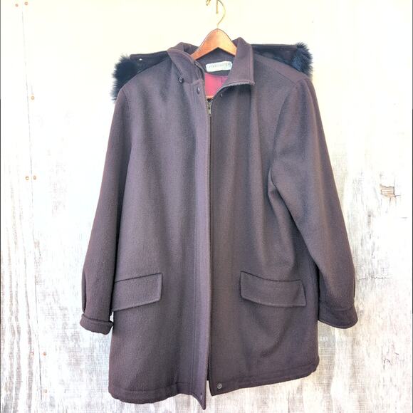 Vintage 80's Forecaster of Boston Wool Blend Coat Chocolate Brown Women's 10 - Picture 1 of 10